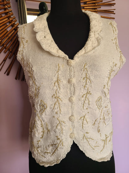VINTAGE | Heirloom Collectibles Knit Embroidered Vest | Size L