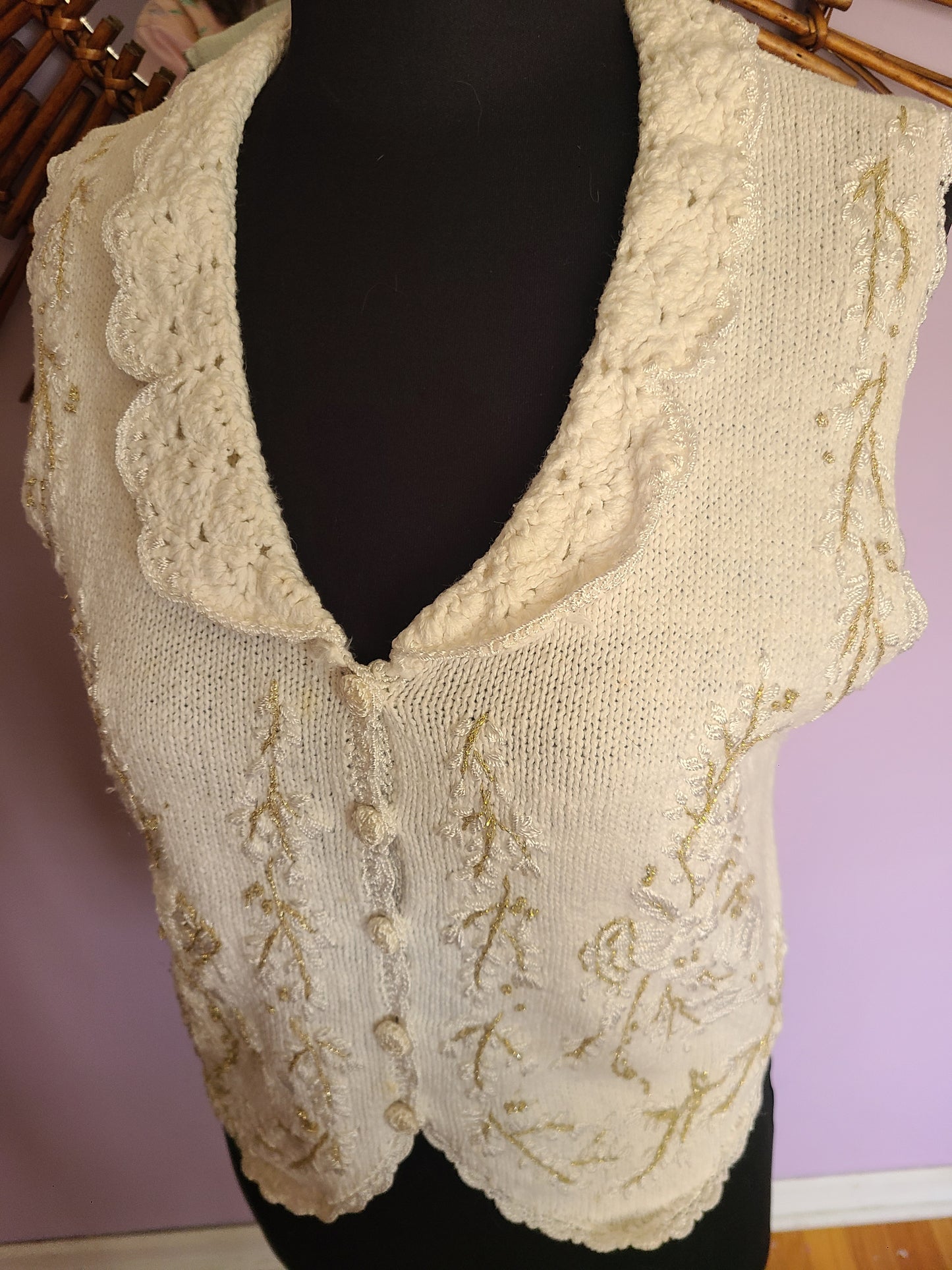 VINTAGE | Heirloom Collectibles Knit Embroidered Vest | Size L