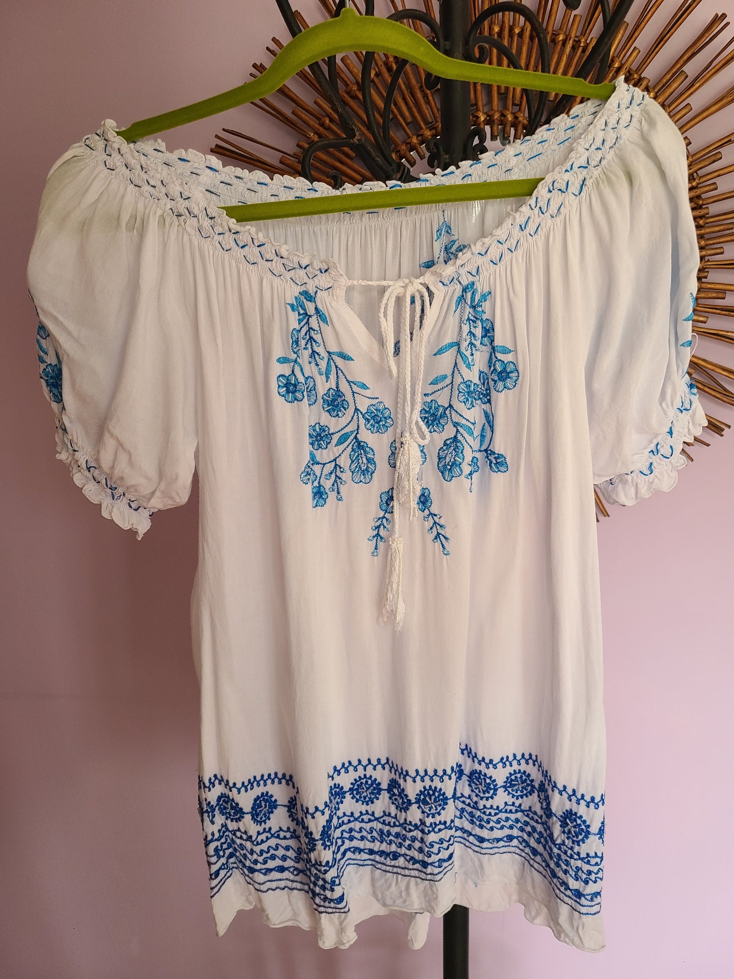 Peasant On or Off Shoulder Blouse | Size Large