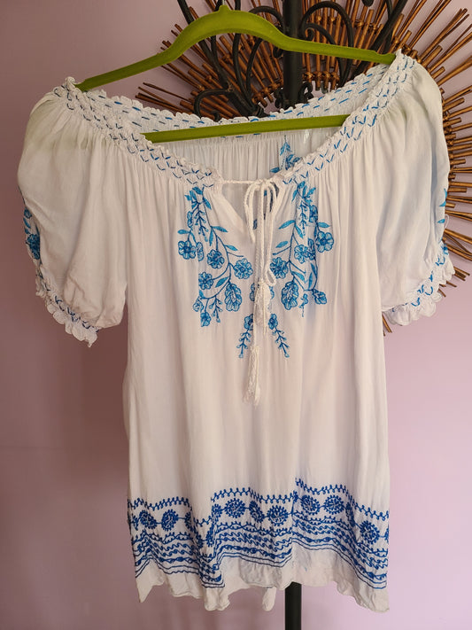 Peasant On or Off Shoulder Blouse | Size Large