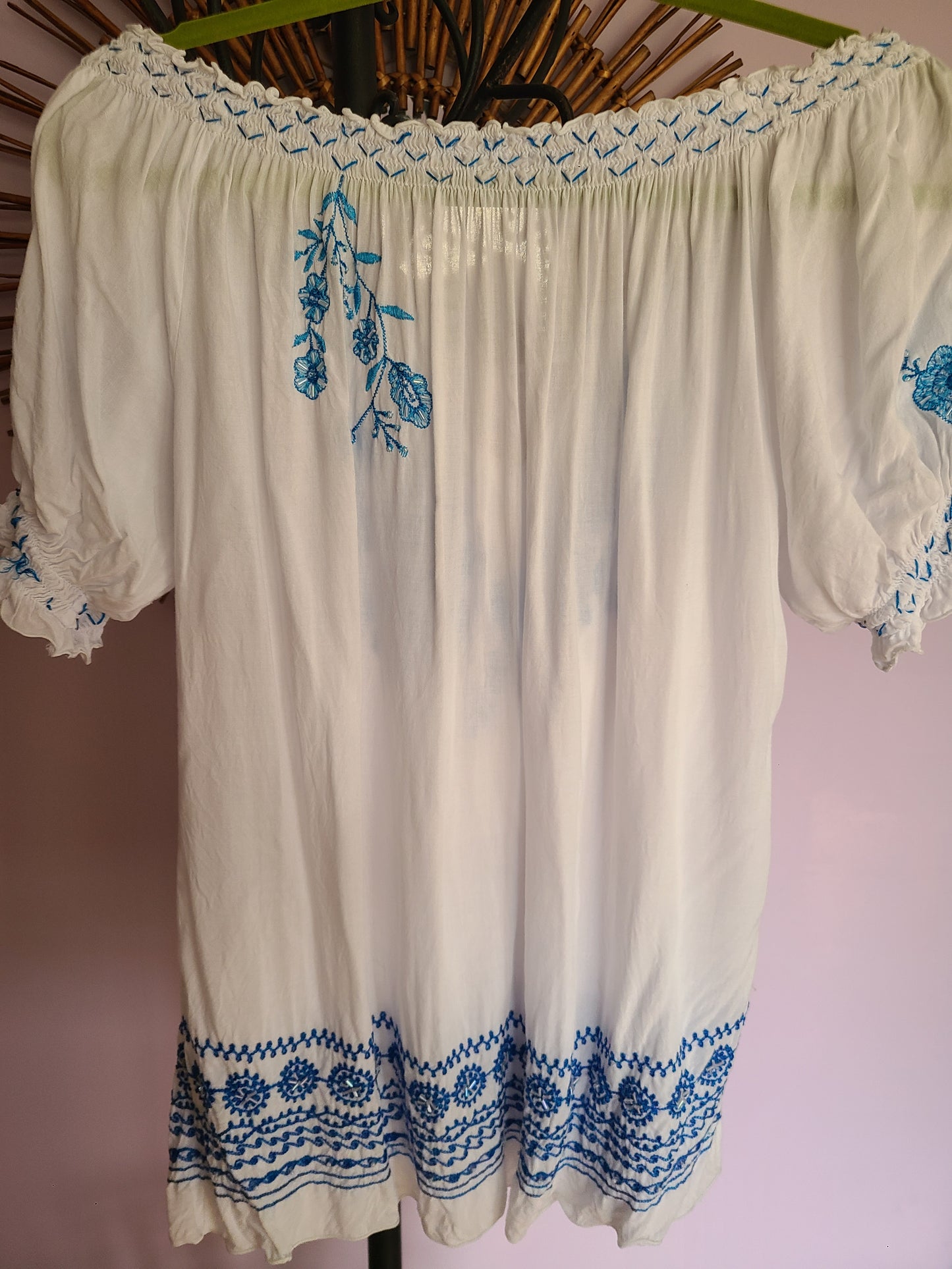Peasant On or Off Shoulder Blouse | Size Large