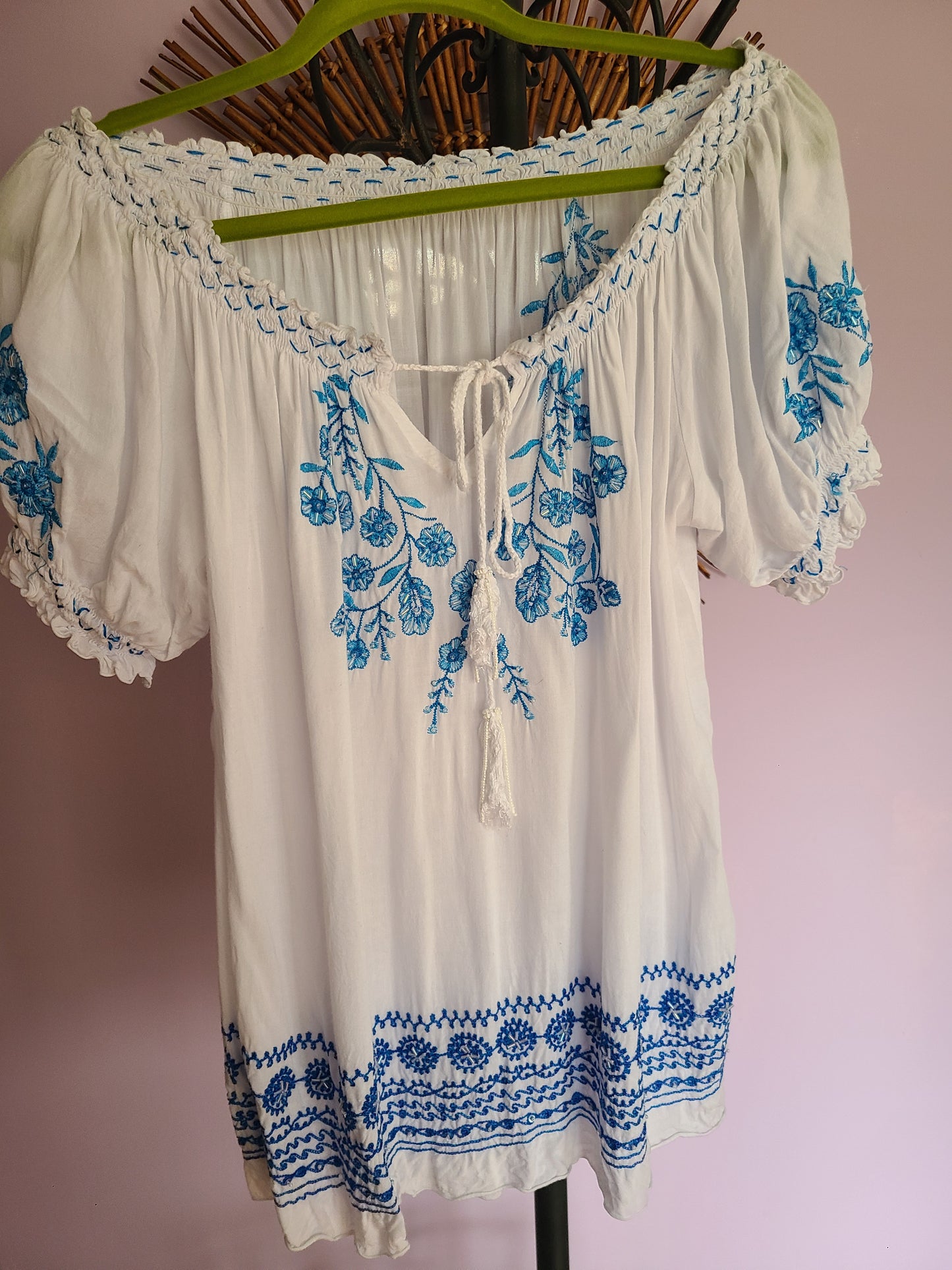 Peasant On or Off Shoulder Blouse | Size Large