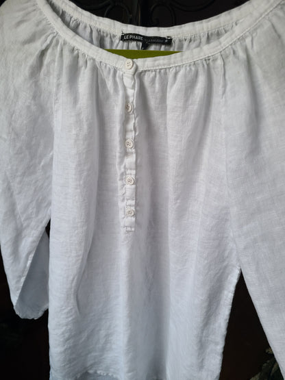 White Linen Poet Blouse | Size EU 42