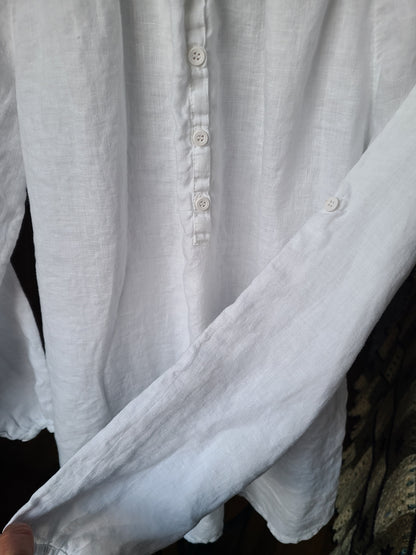 White Linen Poet Blouse | Size EU 42