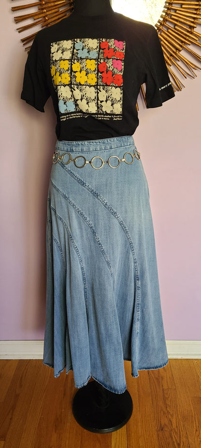 Coldwater Creek Brand Asymmetrical  Denim Midi Skirt | Size Small