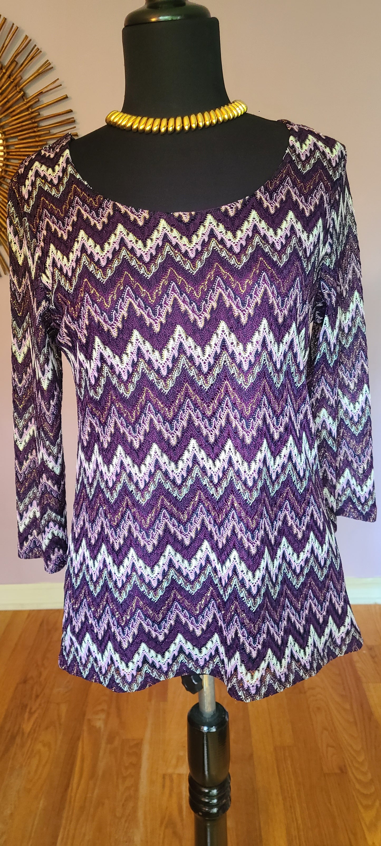 Roz Ali Chevron Print Sweater | Size Medium