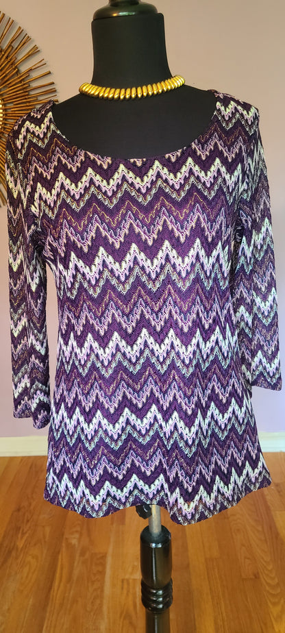 Roz Ali Chevron Print Sweater | Size Medium