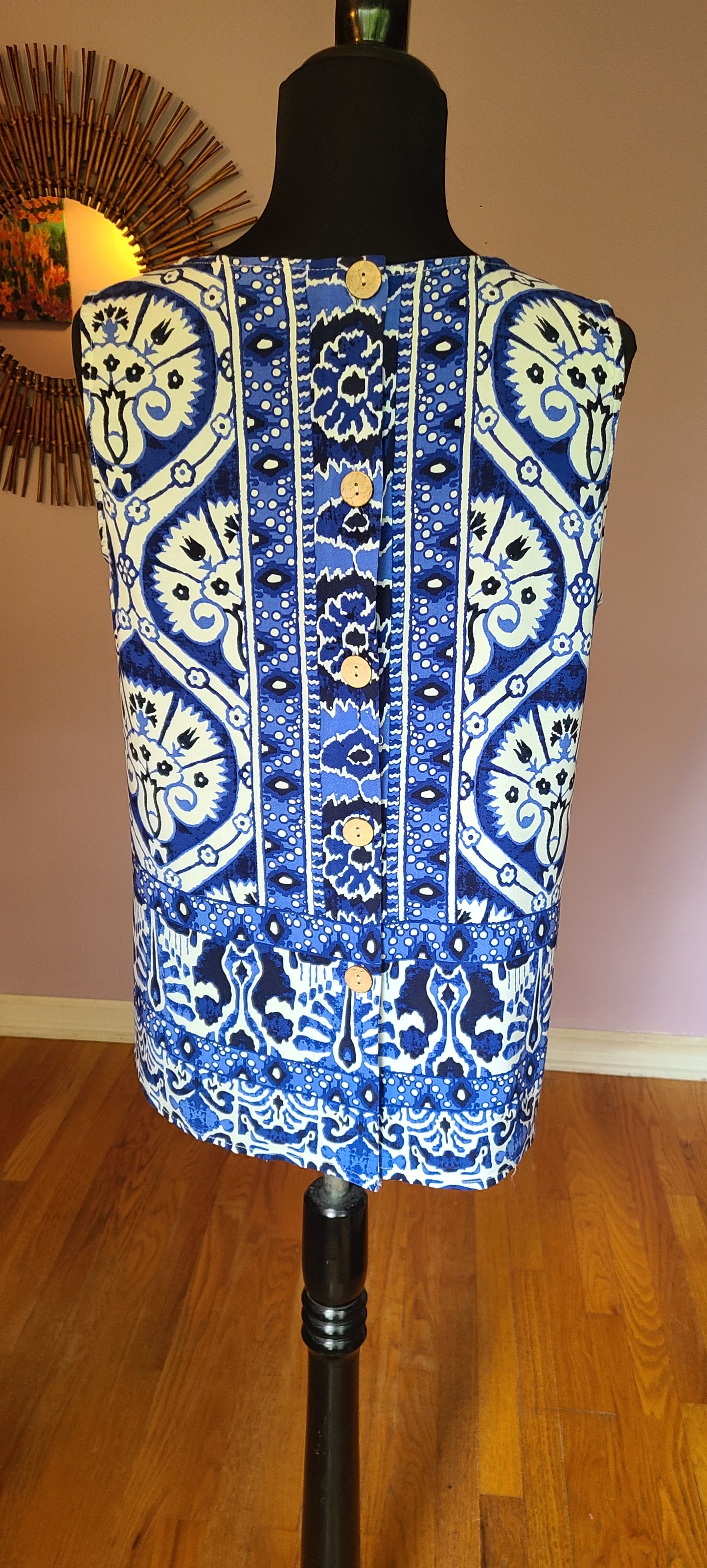 Haute Hippie Batik Print Sleeveless Blouse | Size Large