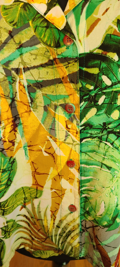 VINTAGE  | Jam's World Rayon Tropical Print Blouse | Size Large