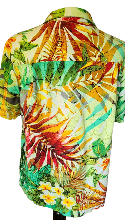 VINTAGE  | Jam's World Rayon Tropical Print Blouse | Size Large