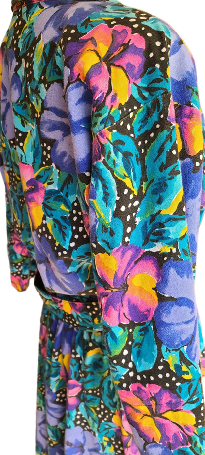VINTAGE Floral Pattern Cotton Shirt Dress Size 11/12 (Medium)