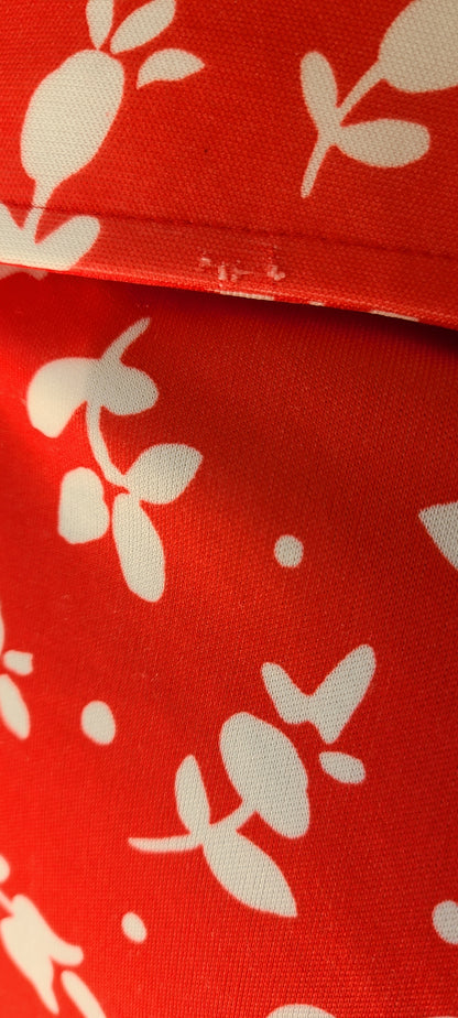 VINTAGE Red and White Print Polyester Blouse