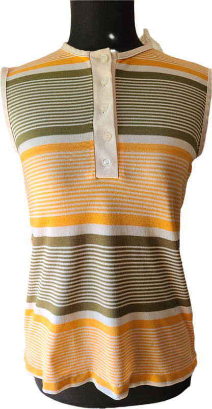 VINTAGE 60's Striped Sleeveless Shirt | Size Small