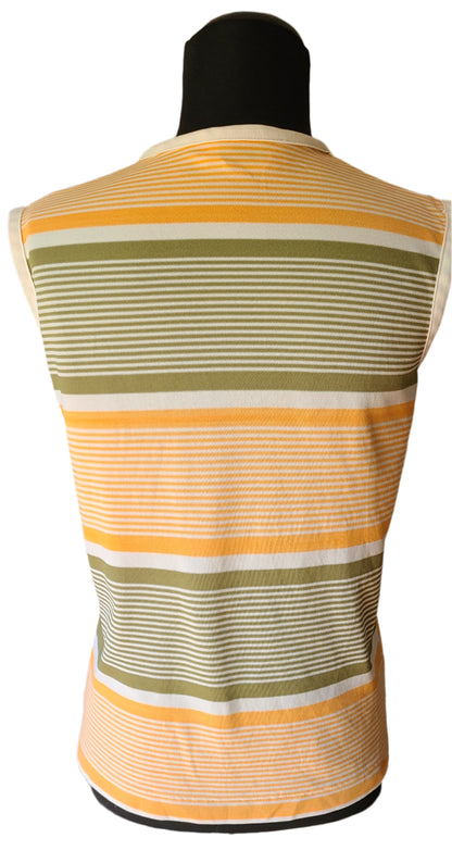 VINTAGE 60's Striped Sleeveless Shirt | Size Small