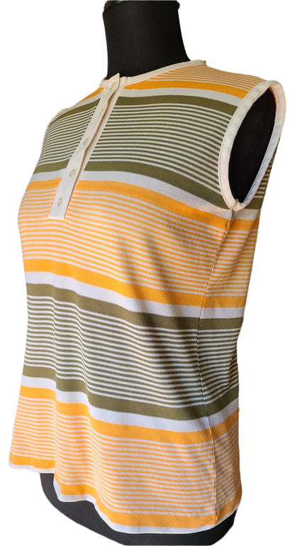 VINTAGE 60's Striped Sleeveless Shirt | Size Small
