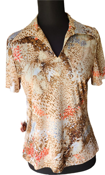 VINTAGE Short sleeve collared polyester shirt | Size Small