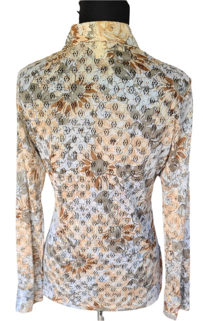 VINTAGE Sheer 70s Long Sleeve Blouse | Size M
