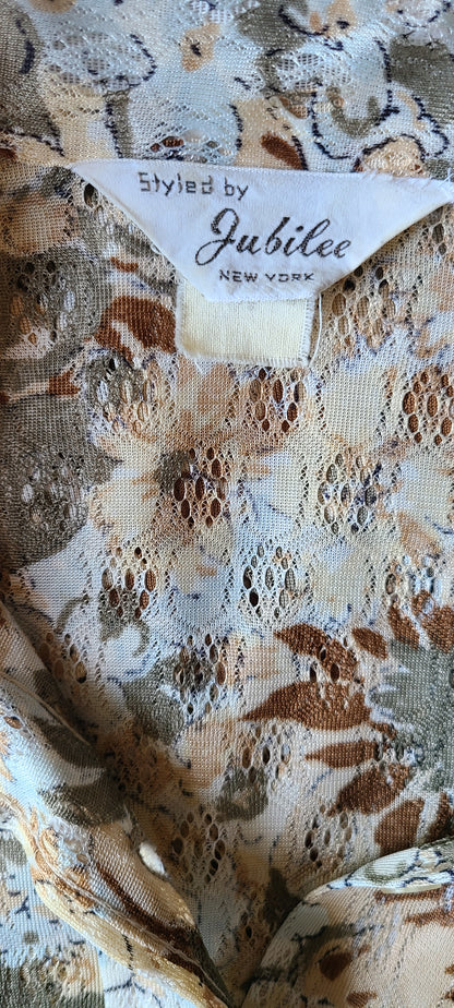 VINTAGE Sheer 70s Long Sleeve Blouse | Size M