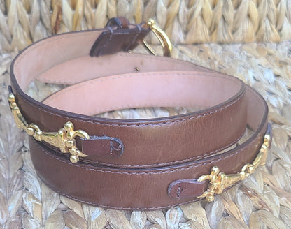 Vintage Talbots brown leather belt with horsesbit detail