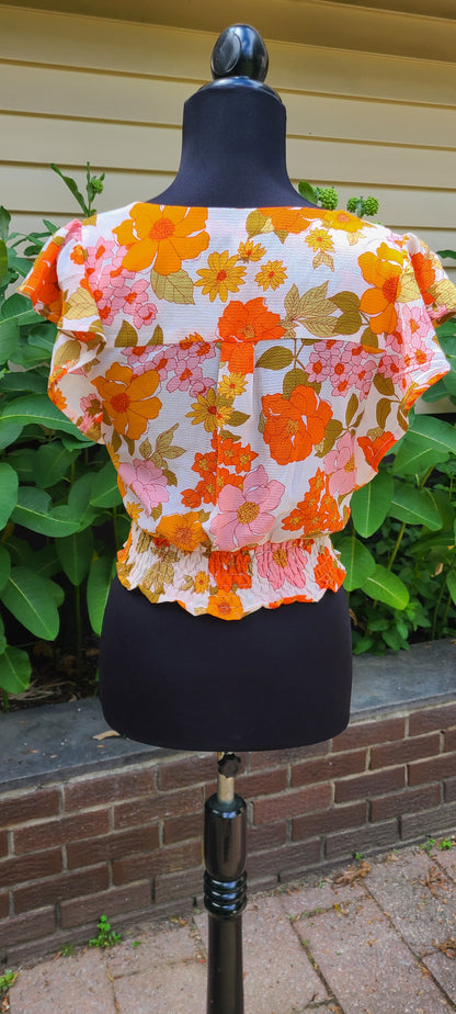 Monteau LA Brand Adjustable Shirred Front Blouse | Size Small