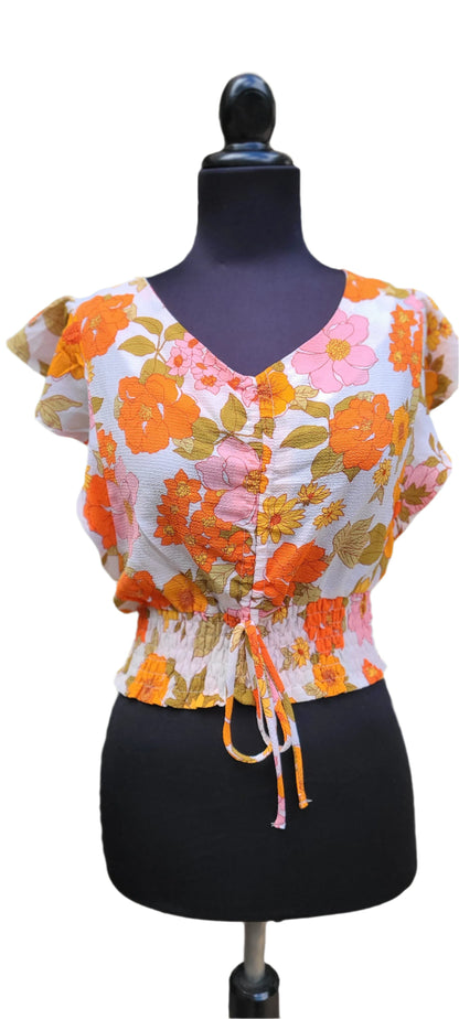 Monteau LA Brand Adjustable Shirred Front Blouse | Size Small
