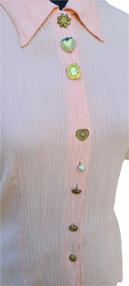 VINTAGE Petite Impressions Peach Blouse | Size Small