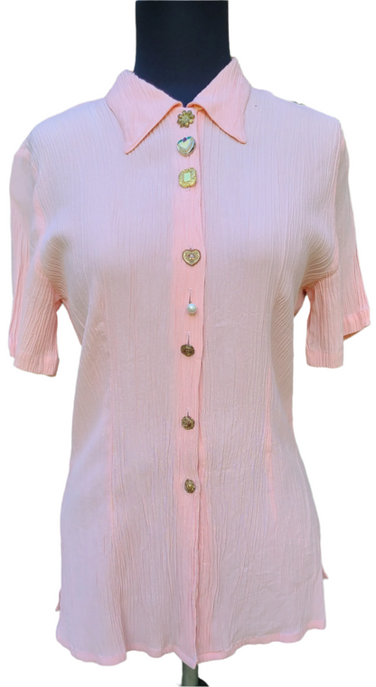 VINTAGE Petite Impressions Peach Blouse | Size Small