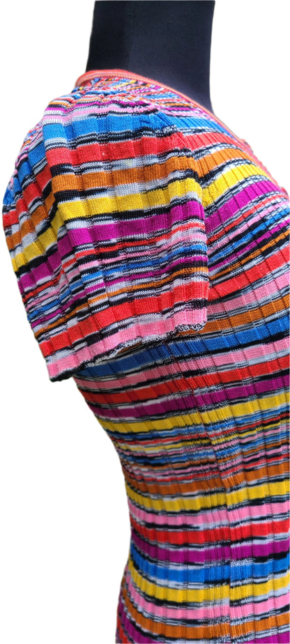 Missoni Brand Short Sleeve Knit Henley Top | Size XS