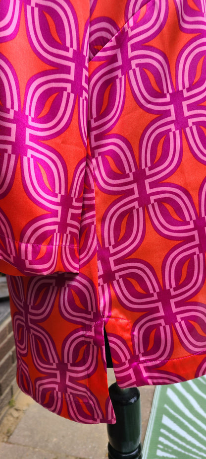 Coldwater Creek Brand Mod Print Pink and Orange  Blouse | Size 8