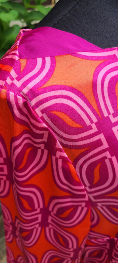 Coldwater Creek Brand Mod Print Pink and Orange  Blouse | Size 8