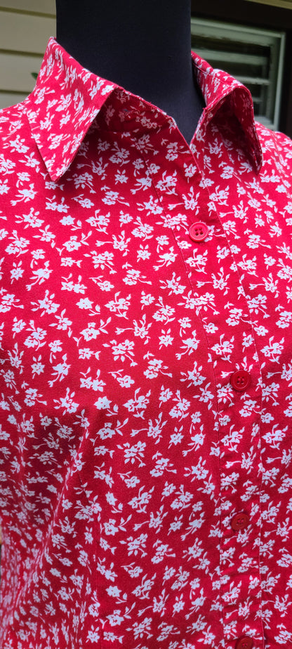 VINTAGE Sleeveless Print Button Down Shirt | Size M