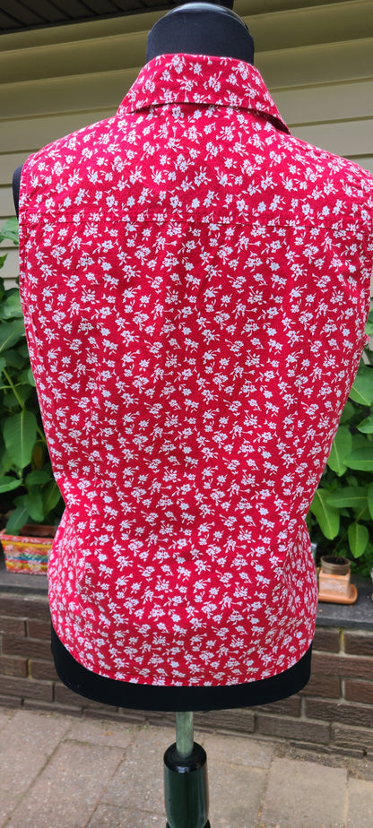 VINTAGE Sleeveless Print Button Down Shirt | Size M