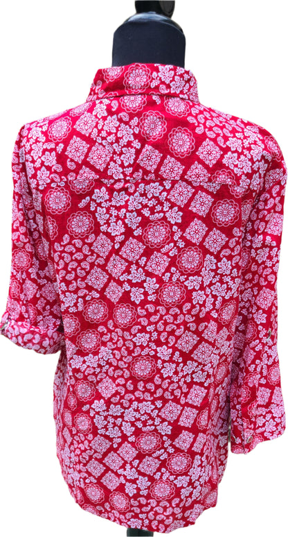 VINTAGE Karin Scott Bandana Print Shirt | Size XLarge