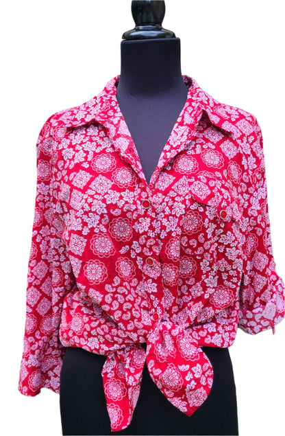 VINTAGE Karin Scott Bandana Print Shirt | Size XLarge