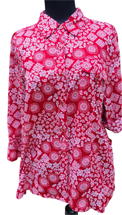 VINTAGE Karin Scott Bandana Print Shirt | Size XLarge