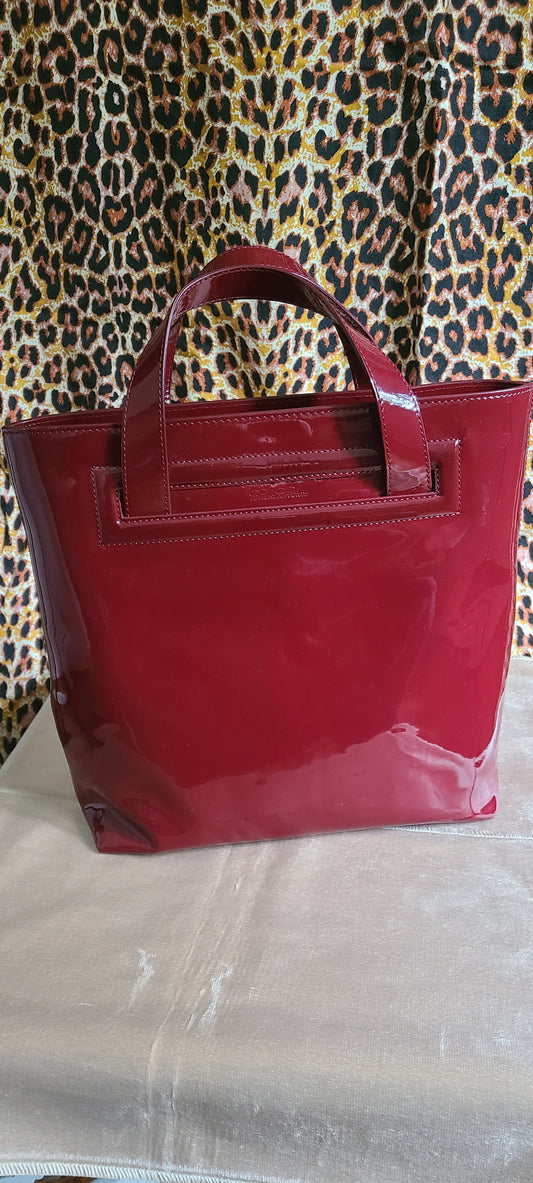 Brooks Brothers Brand Ruby Red Patent Leather Handbag