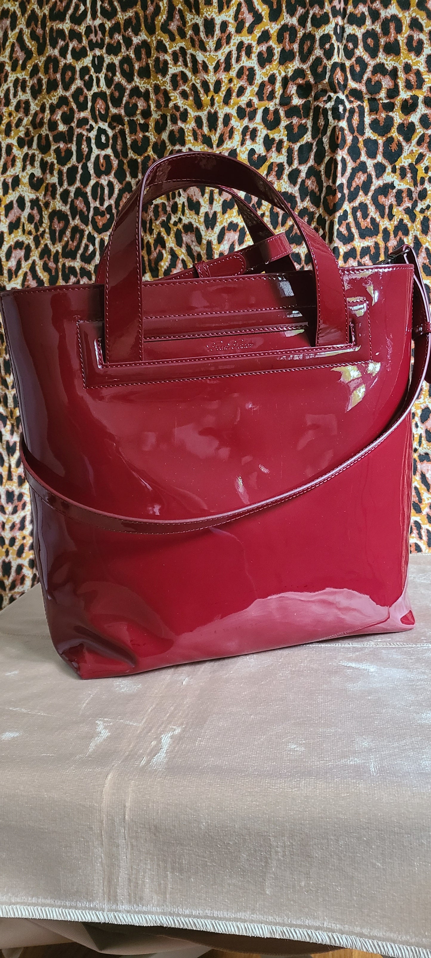 Brooks Brothers Brand Ruby Red Patent Leather Handbag