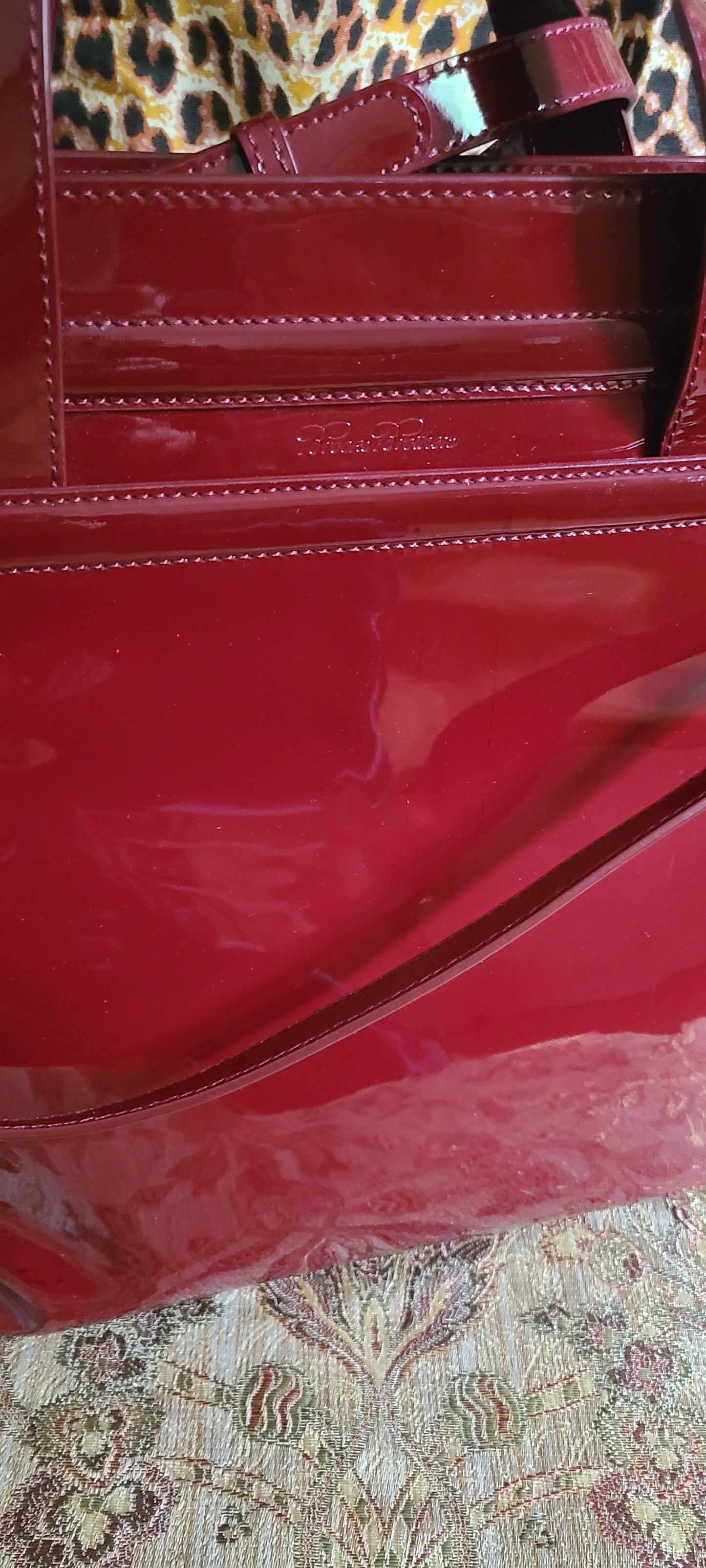 Brooks Brothers Brand Ruby Red Patent Leather Handbag