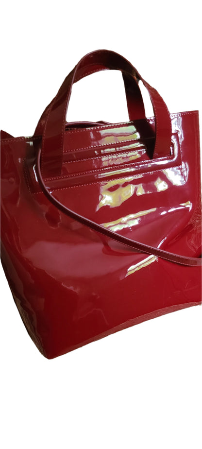 Brooks Brothers Brand Ruby Red Patent Leather Handbag