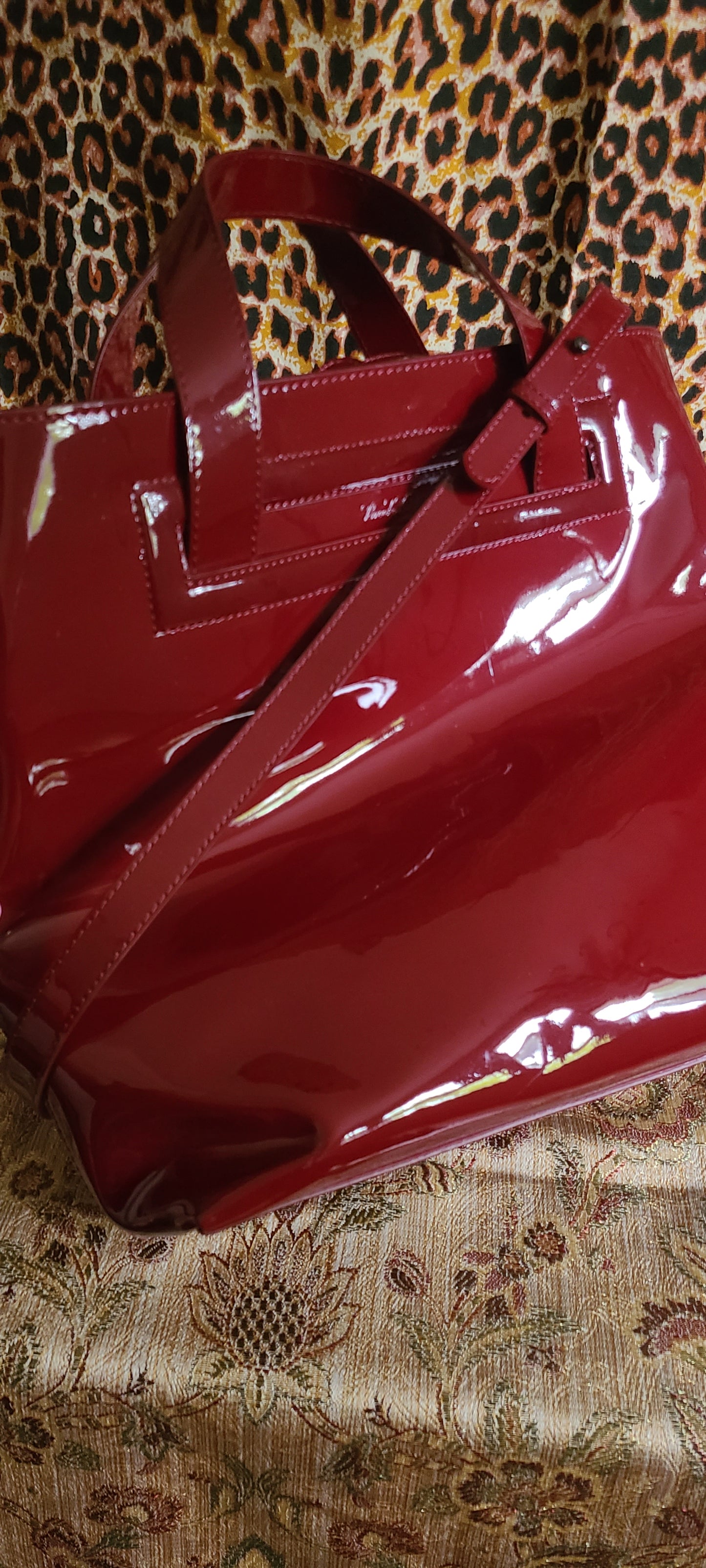 Brooks Brothers Brand Ruby Red Patent Leather Handbag