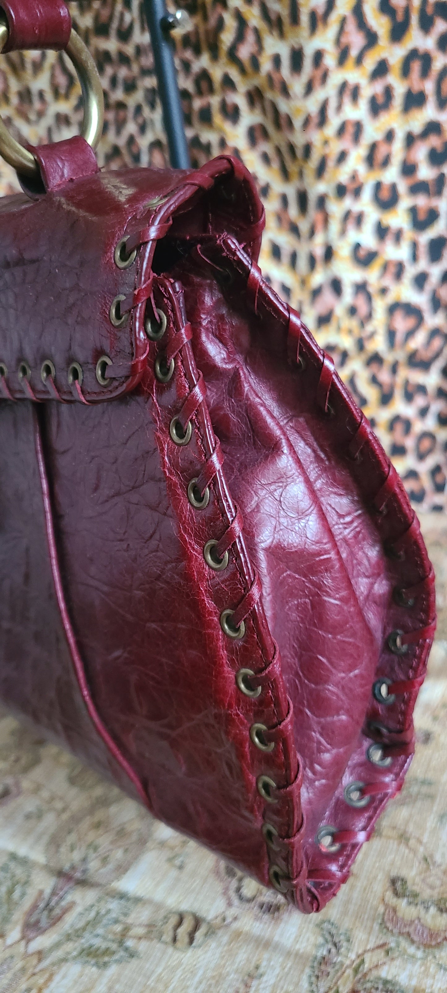 Vintage Arden B Burgundy Top Handle Bag