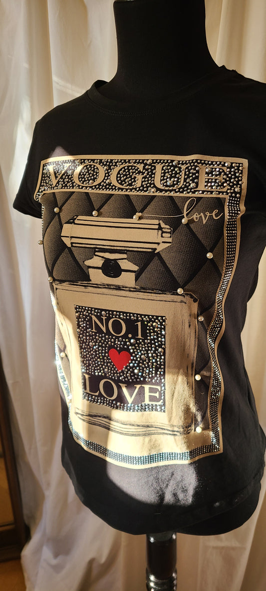 Vinizbena T-Shirt VOGUE Embellished Black | Made in Italy