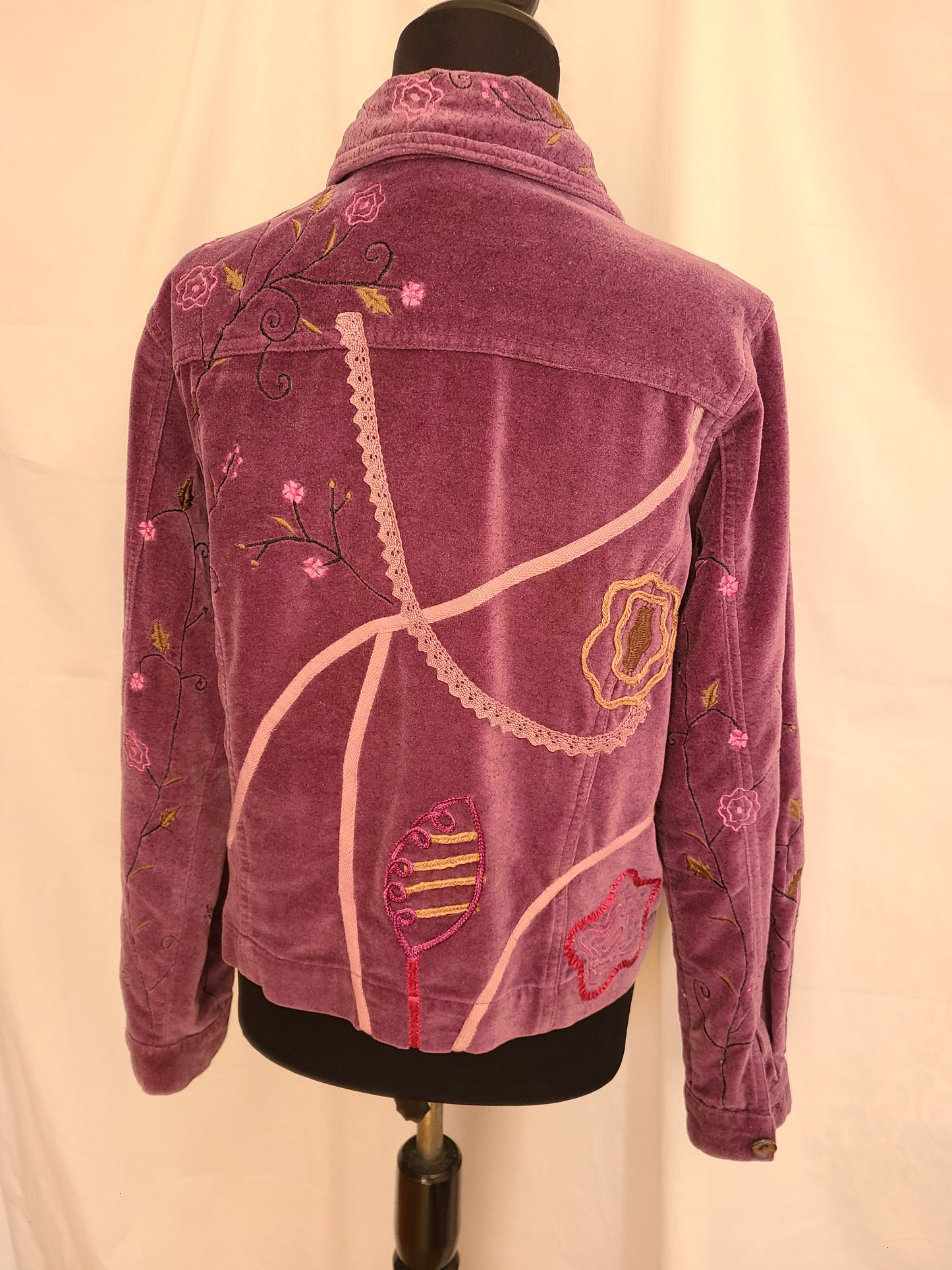 Vintage Coldwater Creek Purple Velvet Embroidered Jacket | Size Small