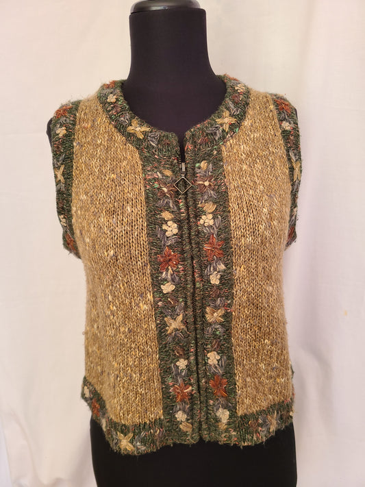 Vintage Zippered Knit Vest | Size Small