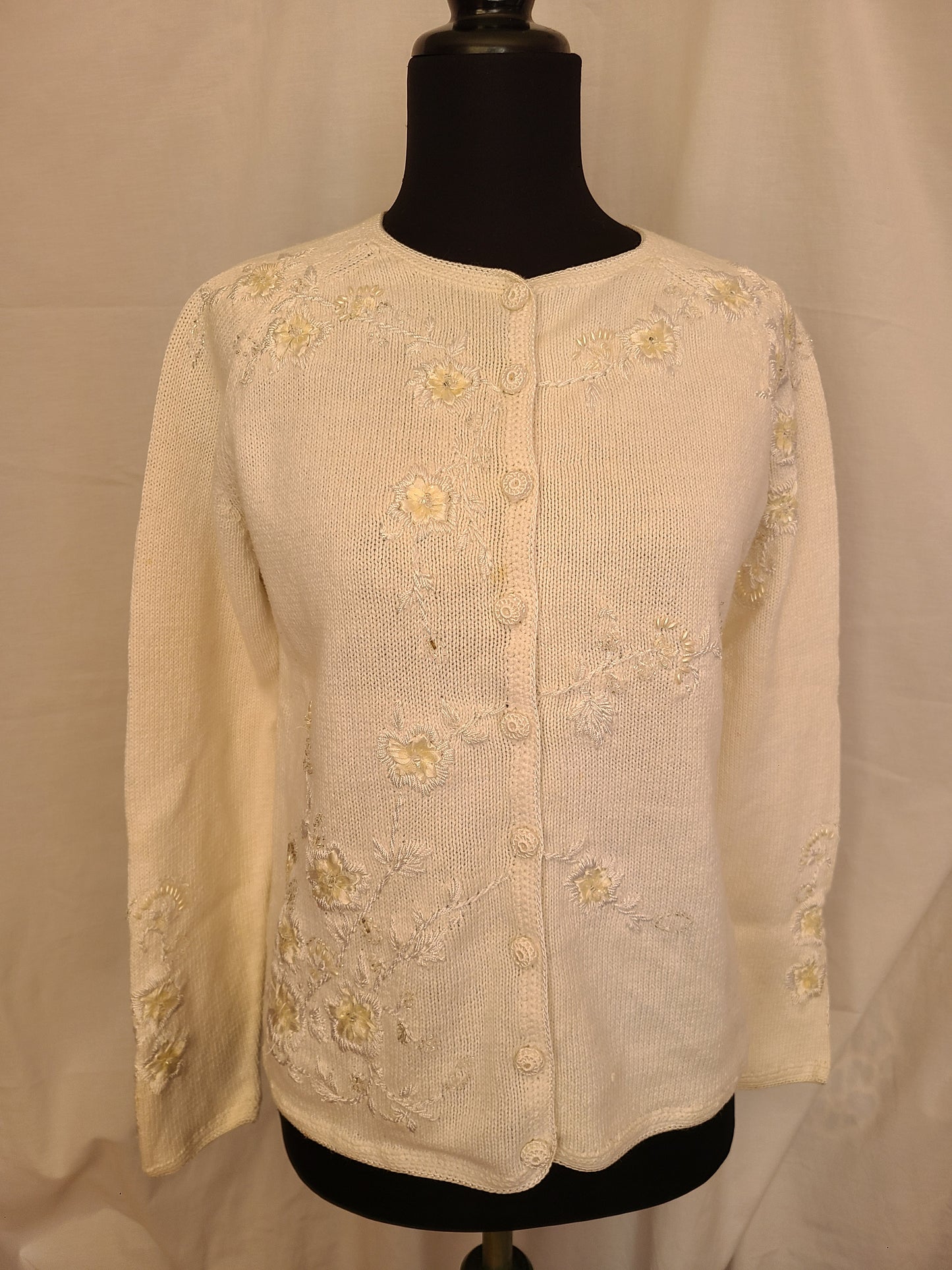 Vintage Tiara Beaded Cardigan Sweater | Size Small