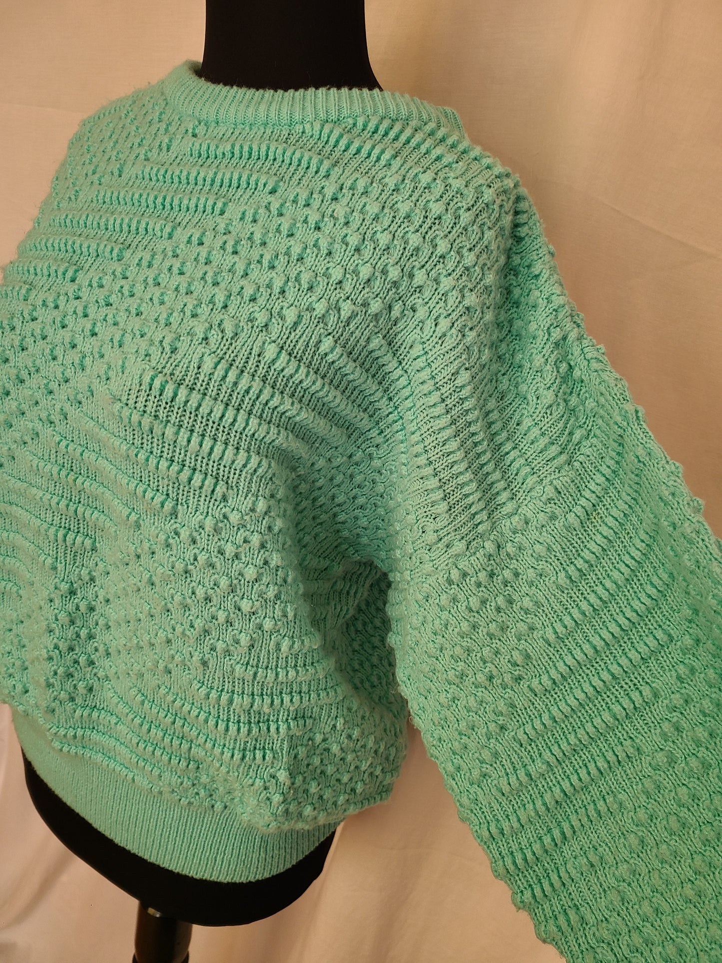 VINTAGE Seafoam Green Textured Knit Sweater | Size Small