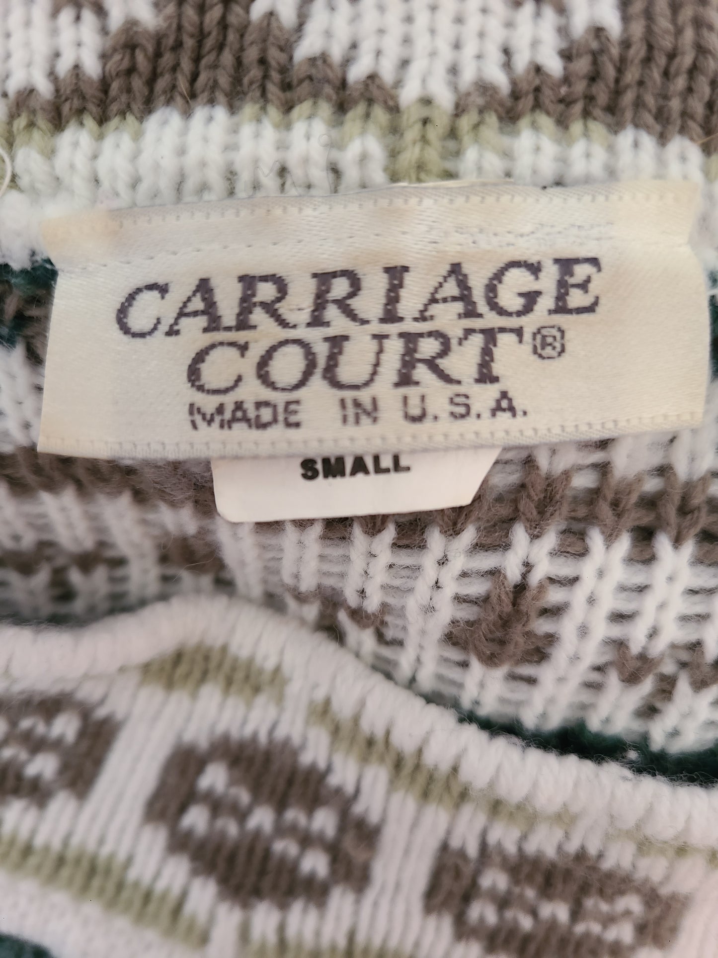 Vintage Carriage Court Shades of Green Patterned Sweater | Size Small