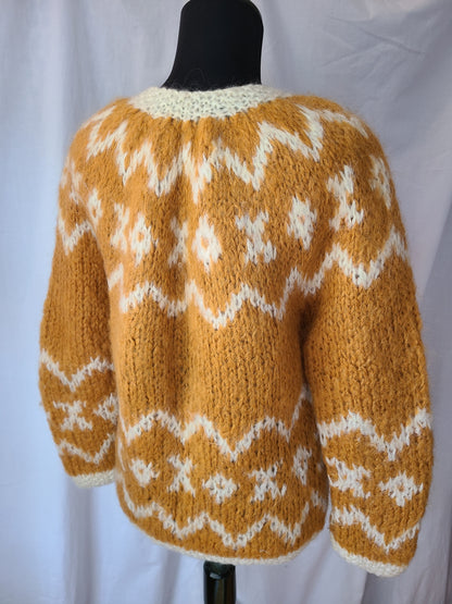 Vintage Ohrbach's Brand  Alpine Motif Handknit Cardigan | Size Medium