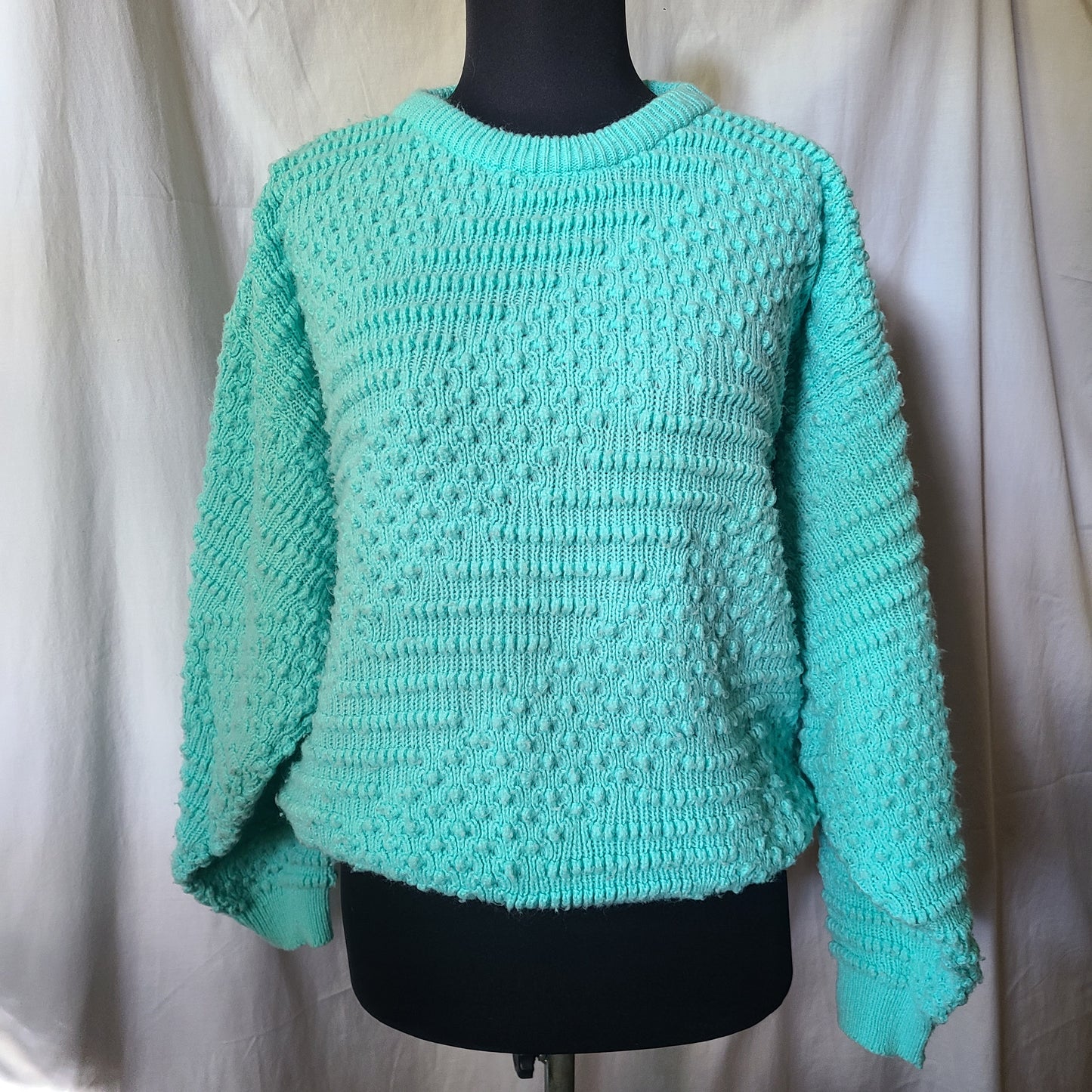 VINTAGE Seafoam Green Textured Knit Sweater | Size Small