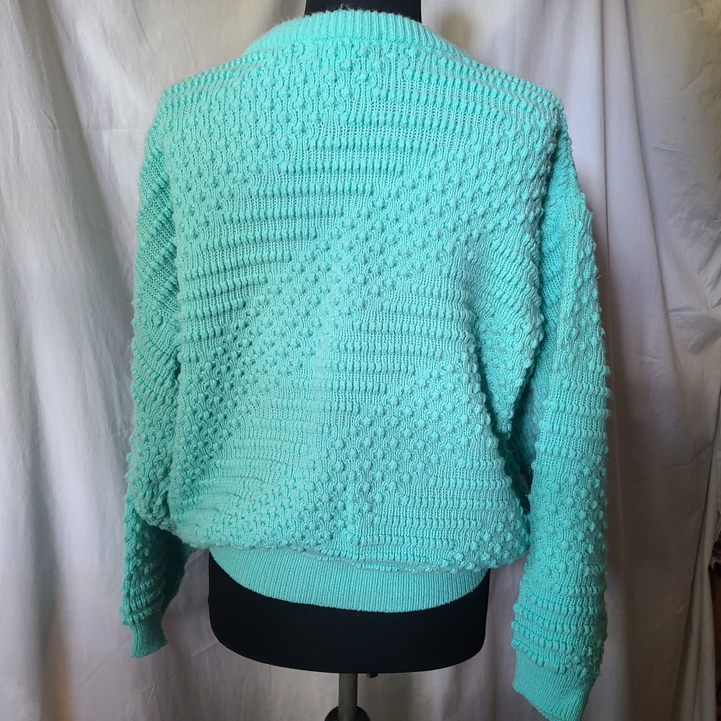 VINTAGE Seafoam Green Textured Knit Sweater | Size Small